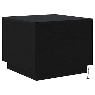 Sohvapöytä LED-valoilla musta tammi 50x50x40 cm