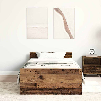 Sängynrunko ilman patjaa vanha puu 75x190 cm tekninen puu