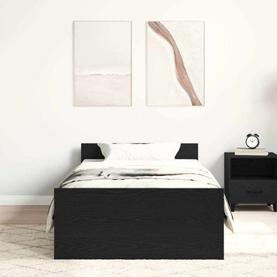 Sängynrunko ilman patjaa musta tammi 75x190 cm tekninen puu