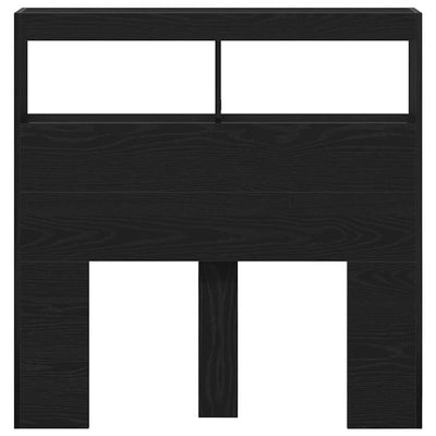 Sängynpäätykaappi LED-valoilla musta tammi 100x17x102 cm