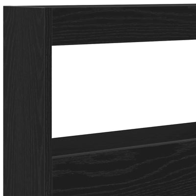 Sängynpäätykaappi LED-valoilla musta tammi 100x17x102 cm