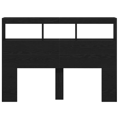 Sängynpäätykaappi LED-valoilla musta tammi 140x17x102 cm