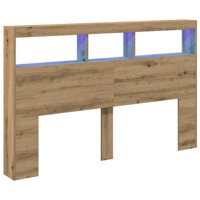 Sängynpäätykaappi LED-valoilla artesaani tammi 160x17x102 cm