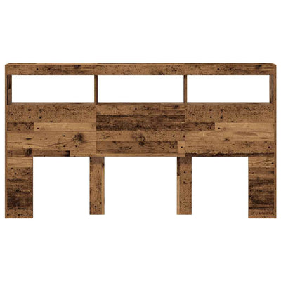 Sängynpäätykaappi LED-valoilla vanhaa puuta 180x17x102 cm