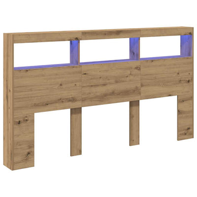 Sängynpäätykaappi LED-valoilla artesaani tammi 180x17x102 cm