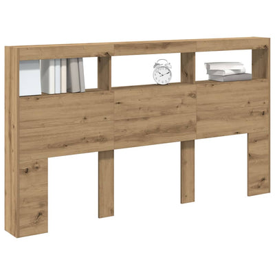 Sängynpäätykaappi LED-valoilla artesaani tammi 180x17x102 cm