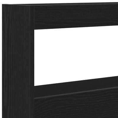 Sängynpäätykaappi LED-valoilla musta tammi 180x17x102 cm