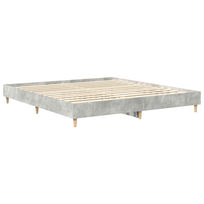 Sängynrunko ilman patjaa betoninharmaa 200x200 cm tekninen puu