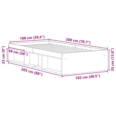 Sängynrunko ilman patjaa vanha puu 100x200 cm tekninen puu