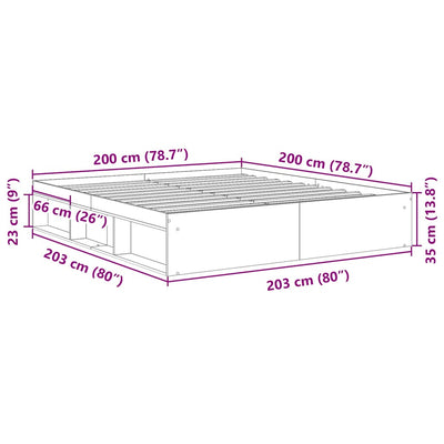 Sängynrunko ilman patjaa vanha puu 200x200 cm tekninen puu