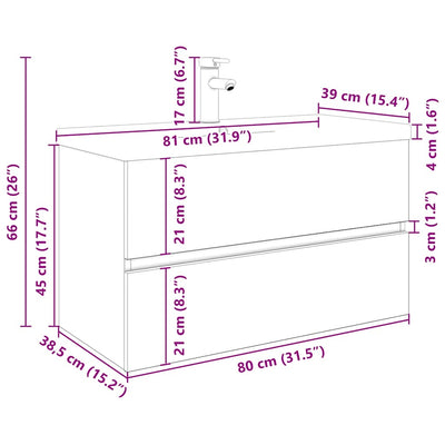 Pesuallaskaappi sisäänrakennetulla altaalla ja hanalla Gavin