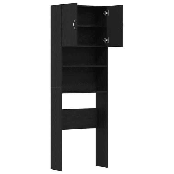 Pyykinpesukoneen kaappi musta tammi 64x24x190 cm tekopuu