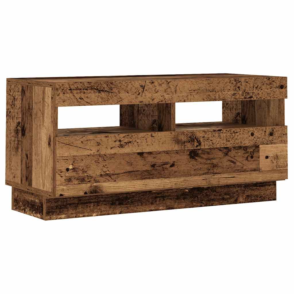 Vanha puu tv-kaappi led-valoilla Vernil 180x35x40cm (teknillinen puu)