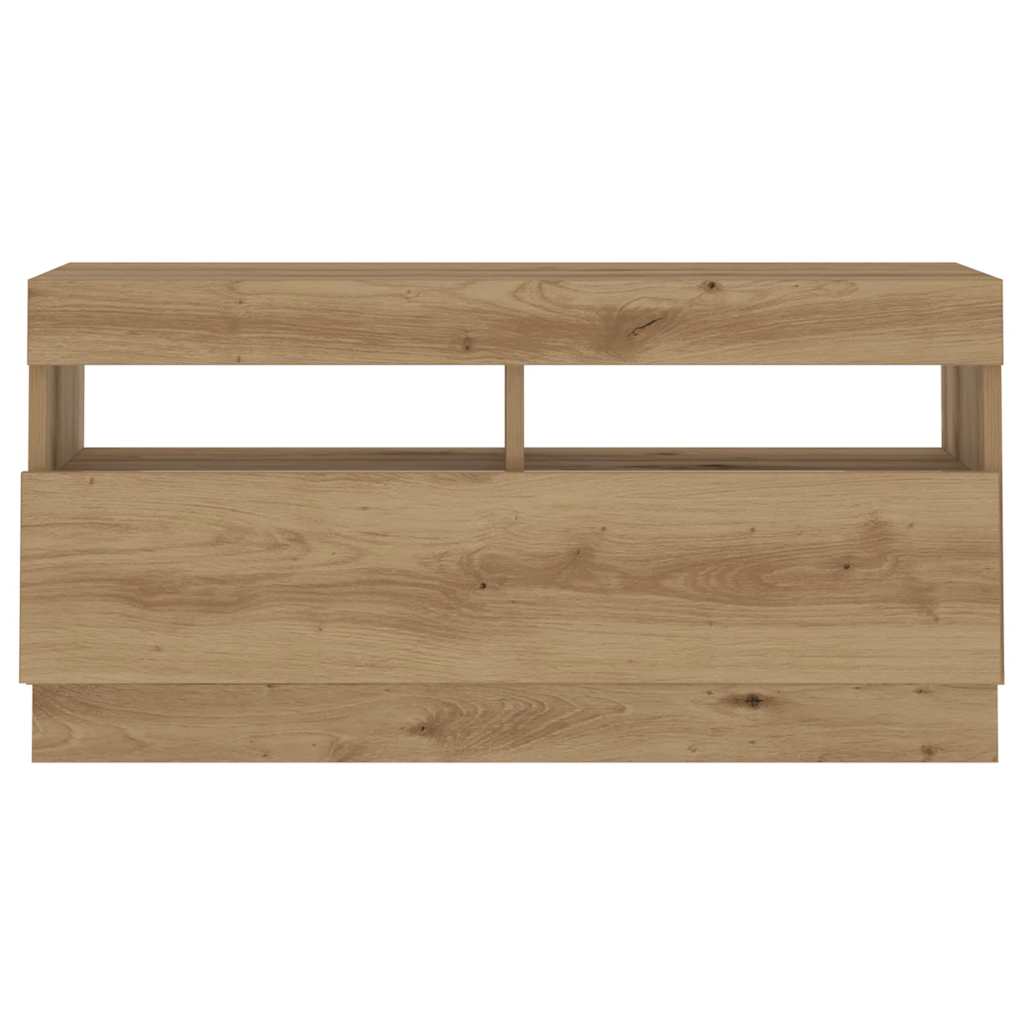 Käsityöläinen tammi tv-kaappi led-valoilla Vernil 180x35x40cm