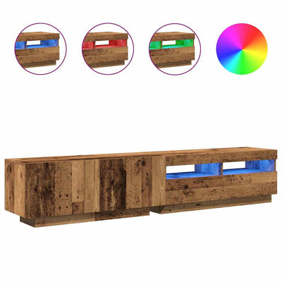 TV-kaappi LED-valoilla vanha puu 200x35x40 cm teknillinen puu