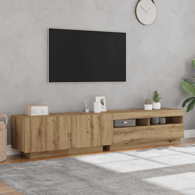 TV-kaappi LED-valoilla käsityöläinen tammi 200x35x40 cm