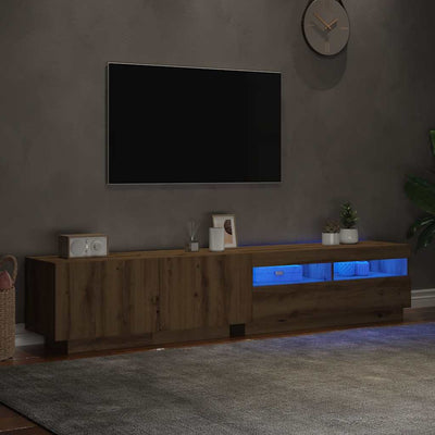 TV-kaappi LED-valoilla käsityöläinen tammi 200x35x40 cm