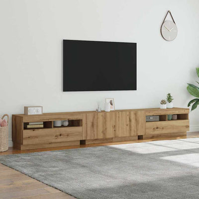 TV-kaappi LED-valoilla käsityöläinen tammi 260x35x40 cm