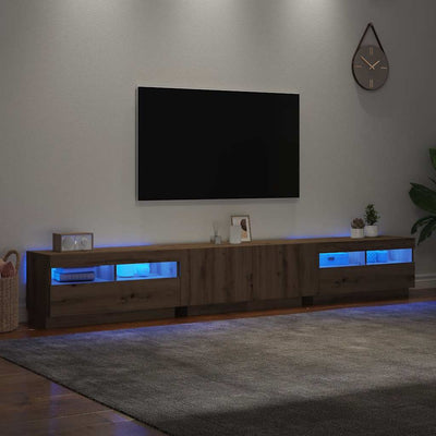 TV-kaappi LED-valoilla käsityöläinen tammi 260x35x40 cm