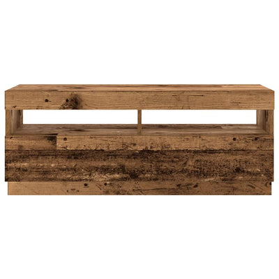 Vanha puu tv-kaappi led-valoilla Zaniyah 300x35x40cm (teknillinen puu)