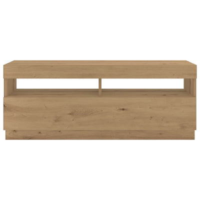 Käsityöläinen tammi tv-kaappi led-valoilla Zaniyah 300x35x40cm