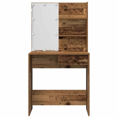 Meikkipöytäsarja Marcelius (led-valoilla vanhaa puuta puinen)