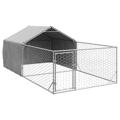 ulkokoirakennel juoksun kanssa 5x2x1,5 m galvanoitu teräs