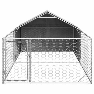 ulkokoirakennel juoksun kanssa 5x2x1,5 m galvanoitu teräs