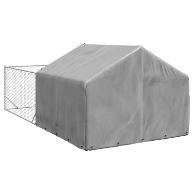 ulkokoirakennel juoksun kanssa 5x2x1,5 m galvanoitu teräs