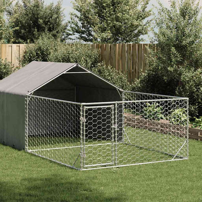 ulkokoirakennel juoksun kanssa 5x2x1,5 m galvanoitu teräs