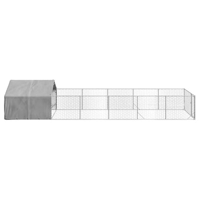Galvanoitu ulkokoirakennel juoksun kanssa Danner 8x2x1,5 m (teräs)