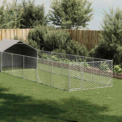 Galvanoitu ulkokoirakennel juoksun kanssa Danner 8x2x1,5 m (teräs)