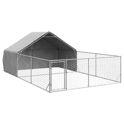 ulkokoirakennel juoksun kanssa 6x3x1,9 m galvanoitu teräs