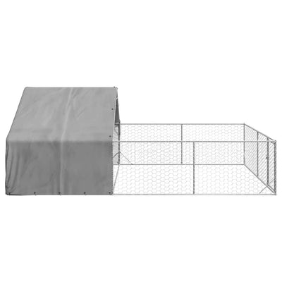 ulkokoirakennel juoksun kanssa 6x3x1,9 m galvanoitu teräs