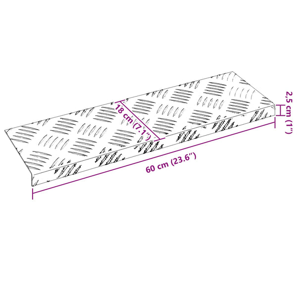 Portaan askelma 5 kpl 60 x 18 x 2,5 cm Hopea Alumiini
