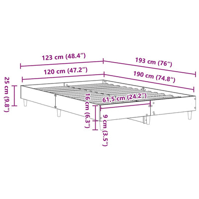 Sängyn runko Harmaa sonoma 4FT Small Double Tekninen puu
