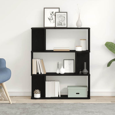 Kirjahylly Musta tammi 80x24x96 cm Engineered Wood