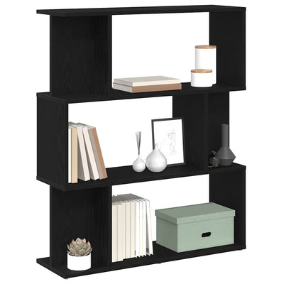 Kirjahylly Musta tammi 80x24x96 cm Engineered Wood