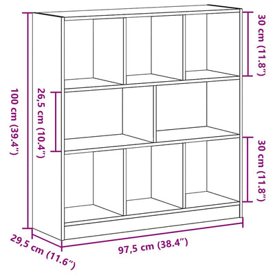 kirjakaappi musta tammi 97,5x29,5x100 cm tekninen puu