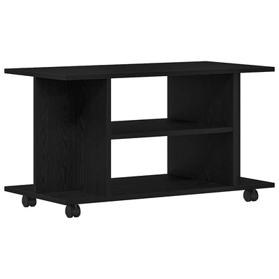 TV-kaappi pyörillä Musta tammi 80x40x45 cm tekninen puu