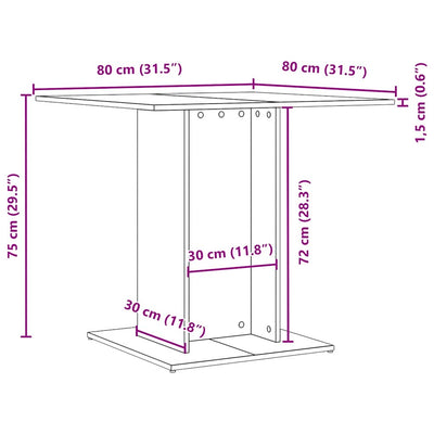 Musta ruokapöytä Niculaiu 80x80x75cm (puinen)