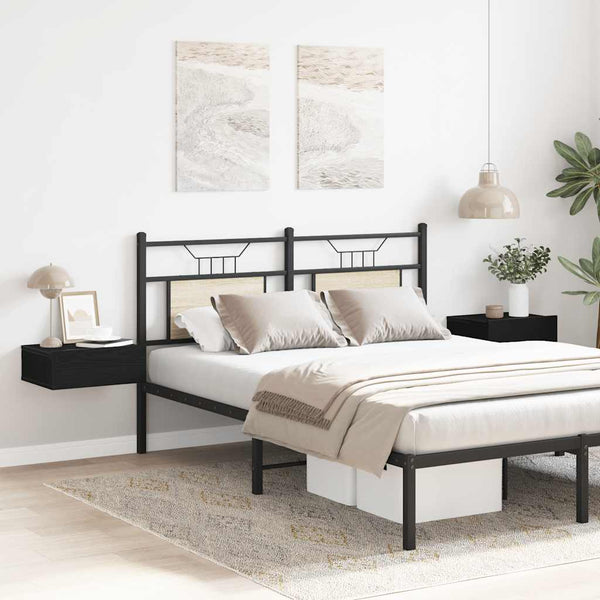 Kelluvat yöpöydät 2 kpl musta tammi 40x32x15 cm tekopuu