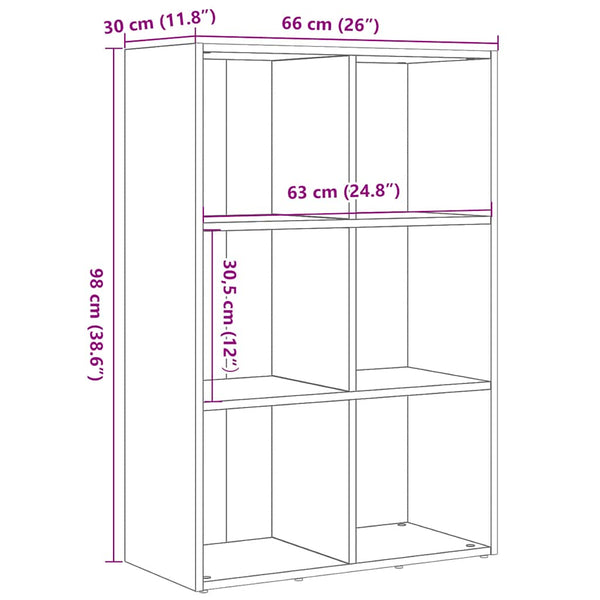 Kirjakaappi musta tammi 66x30x98 cm tekopuu