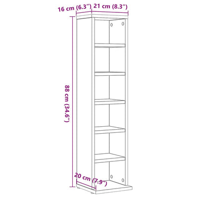 CD-kaappi Musta tammi 21x20x88 cm Engineered Wood