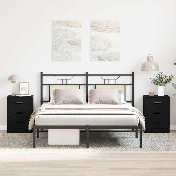 Yöpöydät 2 kpl musta tammi 38x35x55 cm keinopuu