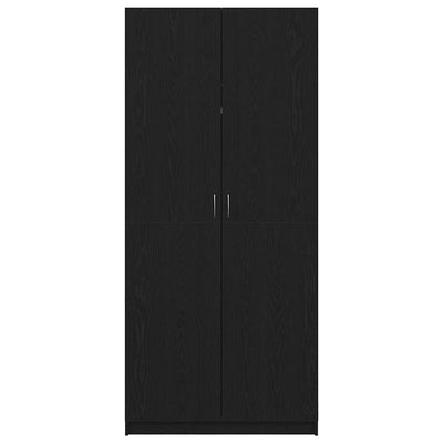 Musta vaatekaappi säilytystilassa Tenisha 90x52x200cm (puinen)