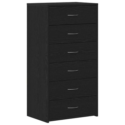 Lipasto 6 vetolaatikolla musta tammi 50x34x96 cm tekninen puu