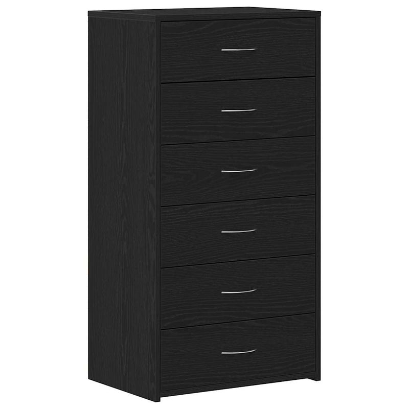 Musta tammi lipasto Licxanadra 50x34x96cm (6 vetolaatikolla puinen)