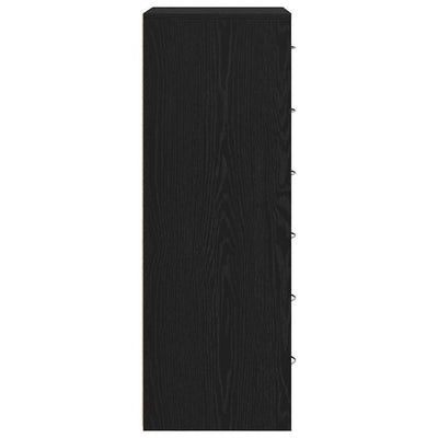 Lipasto 6 vetolaatikolla musta tammi 50x34x96 cm tekninen puu