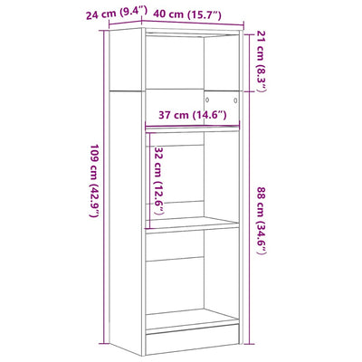 Kirjahylly musta tammi 40x24x109 cm tekninen puu